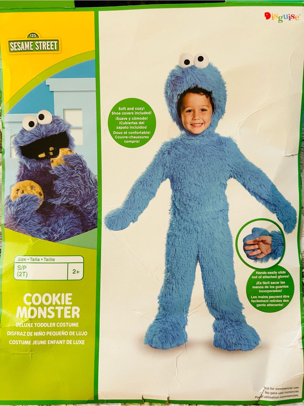 Kids Blue Fuzzy Cookie Monster One-Piece Costume - 2T